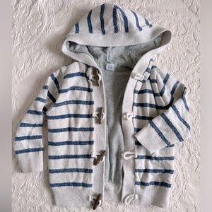 Baby Gap Toggle Cardigan Sweater Hoodie with Blue Stripes